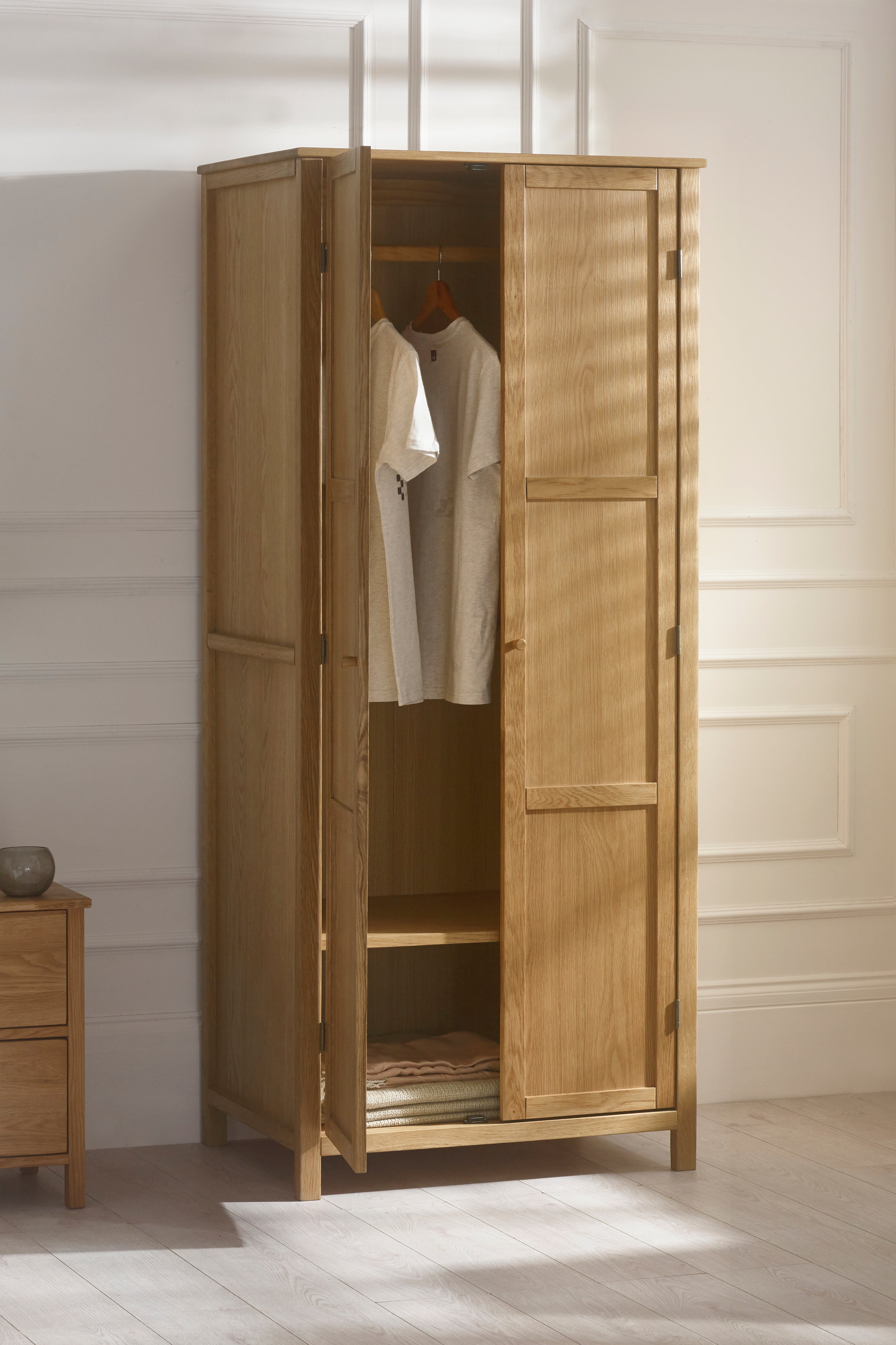 Osborne Solid Oak Wood Double Wardrobe